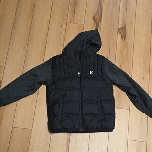 Black and Gray Hooded Vest Jacket Hurley